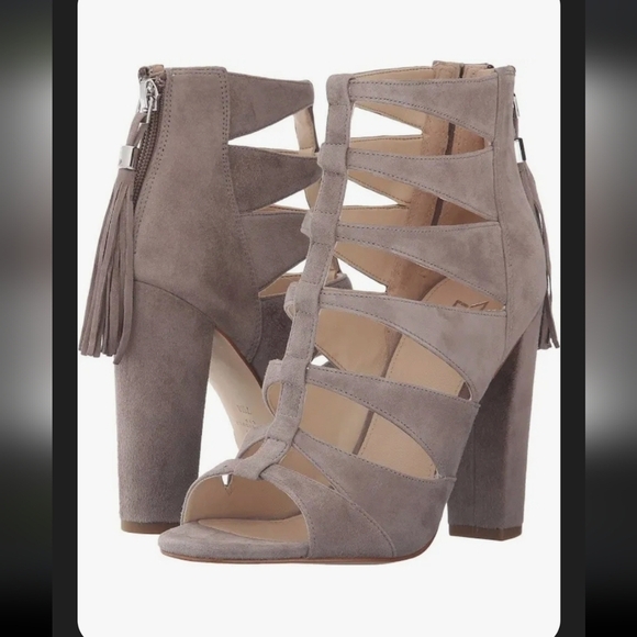 Marc Fisher Hindera Suede Open Toe Caged Heels Size 10M - Picture 2 of 7